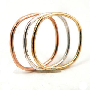 Image of Square Stacker Rings in Sterling Silver, 14k Gold Filled and 14k Rose Gold Filled
