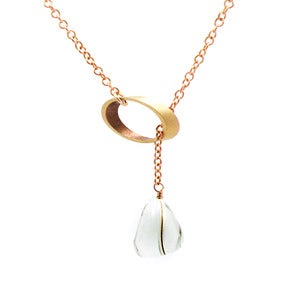 Image of Halo Lariat Vintage Brass, 14k Gold Filled and Crystal Quartz