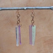 Image of Violet glass/teal dichroic glass earrings
