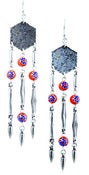 Image of Shoulder duster earrings- silver, red, blue