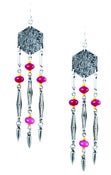 Image of Shoulder duster earrings- silver, pink, orange