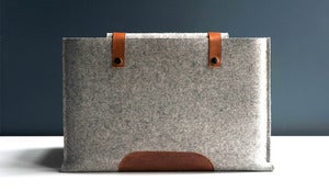 Image of MacBook Pro Sleeve - Gray Wool Felt and Brown Leather