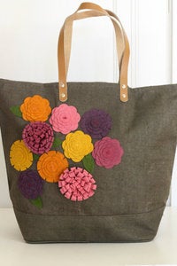 Image of Mulberry felt embellished jute bag