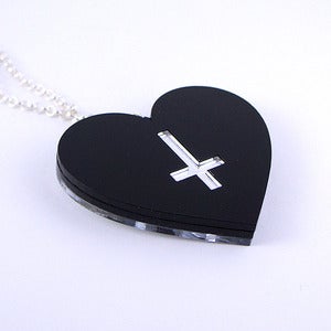 Image of Double-Sided Cross Heart Necklace