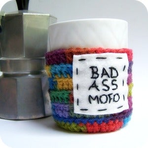 Image of Funny coffee mug Bad Ass Mofo crochet handmade
