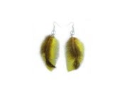 Image of Yellow/neutral spotted feather earrings