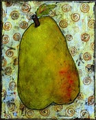 Image of Original Painting Green Pear with Swirls
