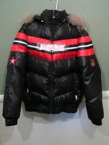 Image of PLAY CLOTHS / TRIPLE FAT GOOSE "TRIPLE PLAY" HOODED DOWN BOMBER JACKET