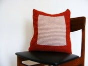 Image of Hand Knit Cushion 45 x 45cm - Hermes orange colourblock