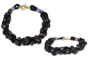 Image of Knotted Wonder necklace (black) with skulls
