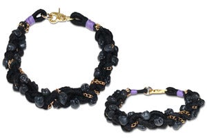 Image of Knotted Wonder necklace (black) with skulls