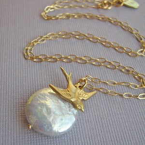Image of Fly Me To The Moon Lululuxe Bridal Bird Necklace