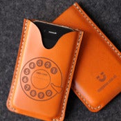 Image of iPhone Leather Case with back pocket - Dial Phone