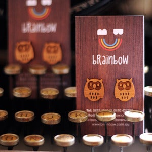 Image of Wooden Owl Earring