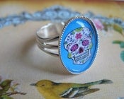 Image of ♥ Sugar Skull ♥ adjustable ring ~ turquoise