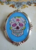 Image of ♥ Sugar Skull ♥ large brooch ~ turquoise