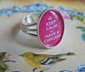 Image of ♥ Keep calm & have a Cupcake ♥ adjustable ring ~ hot pink