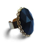Image of Faceted jet stone Cocktail ring