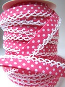 Image of Double Fold Lacey Trimmed Bias - Fushia