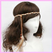 Image of Hippie - BoHo Suede Braided Feather Headband 