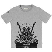 Image of grey rock guitar t-shirt, by Green Eyed Monster