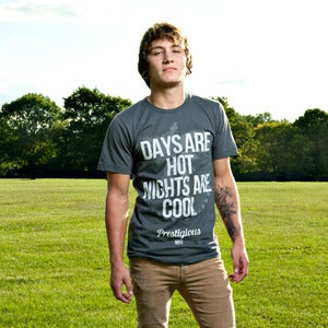 Image of Days Are Hot Nights Are Cool Men's Charcoal American Apparel 100% Cotton Tee Shirt