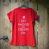 Image of Eat Haggis Ladies T-Shirt (Red)  