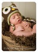 Image of Little Owl Hat - Green and White Trim