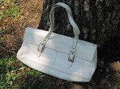 Image of Kenneth Cole Reaction White Faux Leather Purse Retro 1960's Style