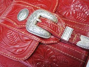 Image of Vintage American West Red Leather Purse Handbag