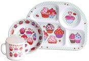 Image of CLEARANCE 50% OFF-Baby Melamine Set/Cupcakes-WAS $29.94 NOW ONLY