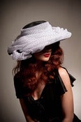 Image of Black Hat With Polka Dot Draping