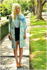 Image of '60s Blue Floral Coat