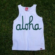 Image of ALOHA ARMY SCRIPT TANK WHITE / GREEN