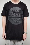 Image of Trainspotters "Dirty North - Rewind & Kap" Black / Black T-Shirt + Free Stickers!