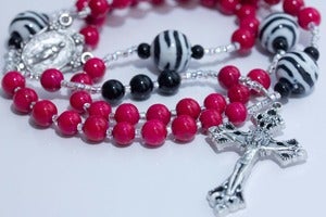 Image of Hot Pink and Zebra Rosary
