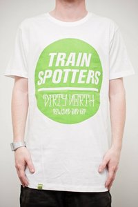 Image of Trainspotters "Dirty North - Rewind & Kap" White / Green T-Shirt + Free Stickers!