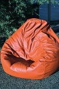 Image of Orange Leather Beanbag