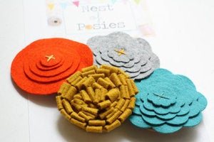 Image of Felt Posie Cluster - Tuscan Sunset