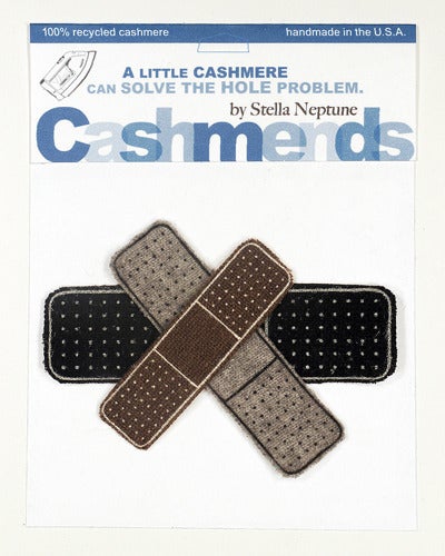 Image of Iron-on Cashmere Band-Aid - Black/Brown/Grey