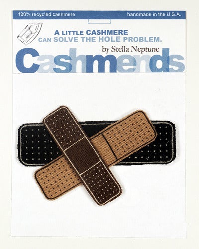 Image of Iron-on Cashmere Band-Aid - Black/Camel/Brown