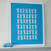 Image of Moka Express silkscreen print - white ink on pacific blue