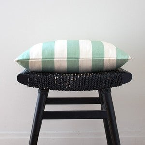 Image of CANDY STRIPES Green Silk Cushion, Pillow Cover, 45 x 45 cm (18 x 18 inch)