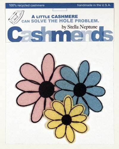 Image of Iron-on Cashmere Flower - Baby Pink/Blue/Yellow