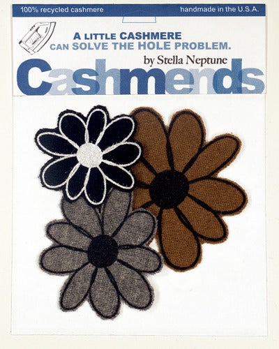 Image of Iron-on Cashmere Flower - Black/Brown/Grey