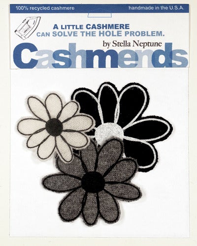 Image of Iron-on Cashmere Flower - Black/Grey/Cream