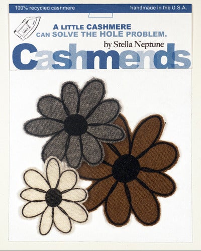 Image of Iron-on Cashmere Flower - Brown/Grey/Cream