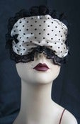 Image of "Benjamine" sleep mask in cream satin and spotted black tulle