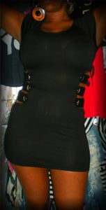 Black Satin Evening Dress with Rhinestone Buckle from Sung