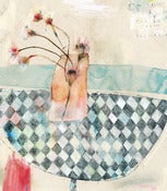Image of Vase and Checked Tablecloth